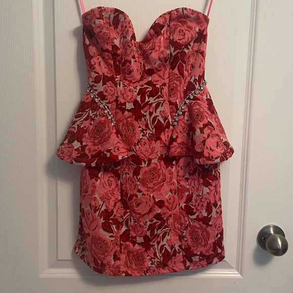 Zara floral print strapless dress - Picture 3 of 5